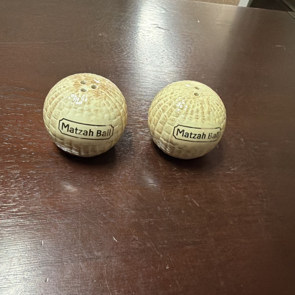 Ceramic Matzah Ball Hand Painted Salt & Pepper Shakers